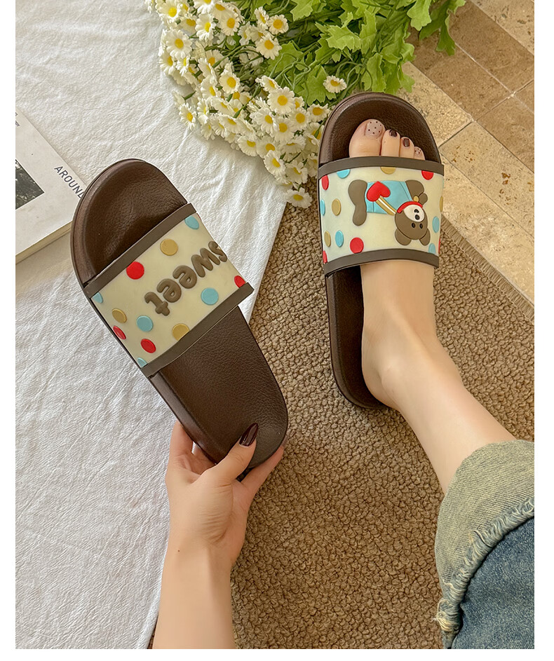 YUZHAOLIN Women's Cartoon Cute Home Bathroom Shower Slippers Outdoor Wear Sandals 22