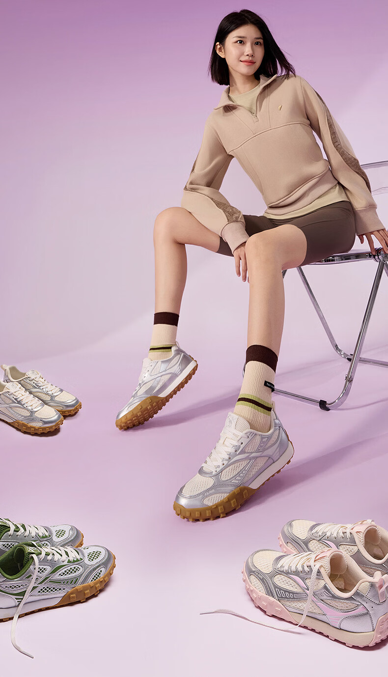 CAMEL Liuguang 2nd Generation Thin Sole Women's Breathable Casual Retro German Training Shoes K26BX5L3008 Silver/Ivory White Size 37 6