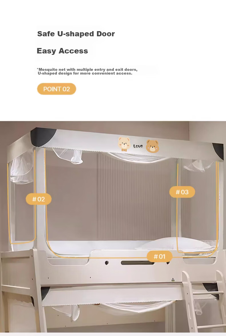 MUJI Class A Dormitory Mosquito Net for Students, Children's Bunk Bed Double-Layer Trapezoidal Three-Door, 0.9m Bed 9