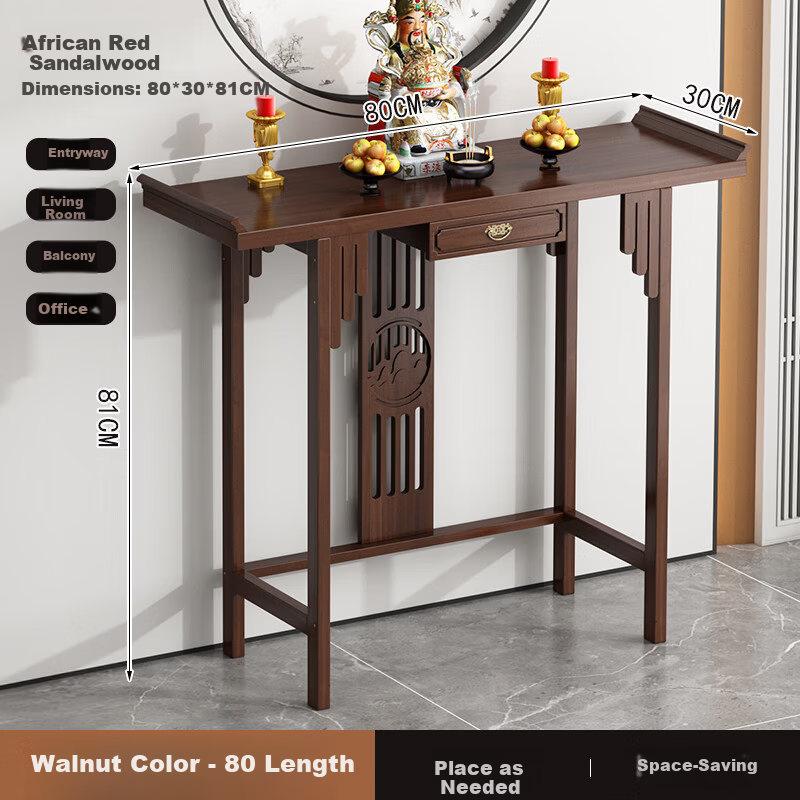 Taomengju New Chinese Style Buddhist Altar Cabinet with Caishen Statue, Buddha Table, Incense Table, Guan Gong and Bodhisattva Offering Stand, Tribute Table Storage Shelf