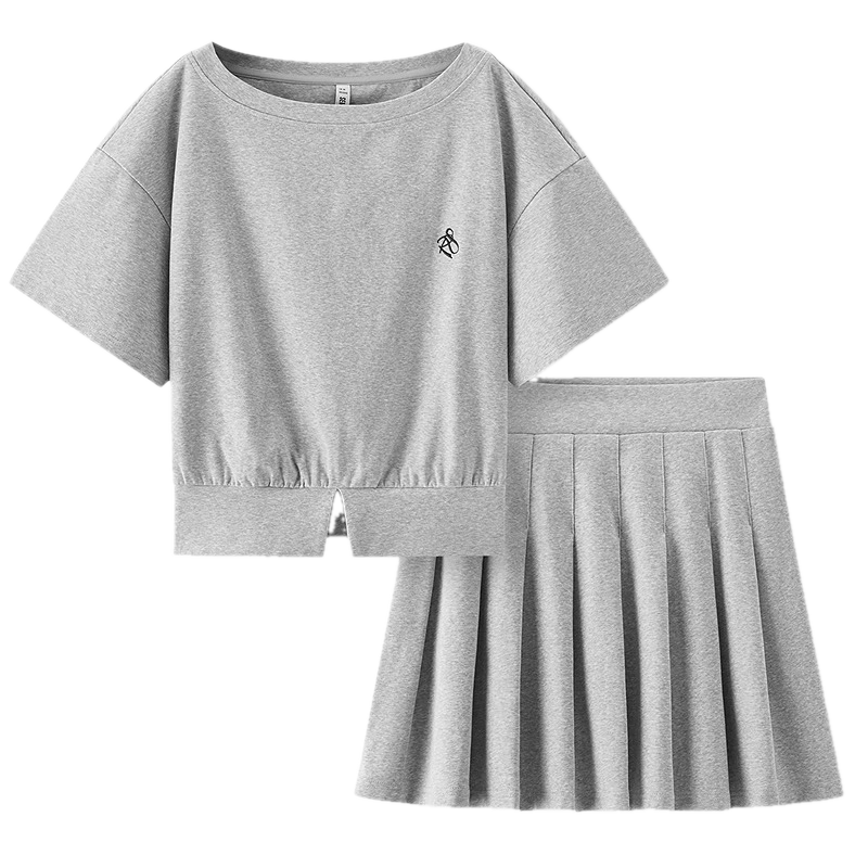 Semir Women's Summer Short Pleated Skirt Asymmetric Shoulder Split Top 2026 Sexy Two-Piece Set 109326117005