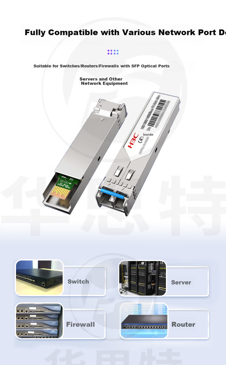 H3C SFP-GE-SX-MM850-D Original Single Pack Gigabit Multimode Dual Fiber Dual Core Optical Module 0.55KM Dual Fiber Module LC Interface 850nm Optical Port Commercial Module 2