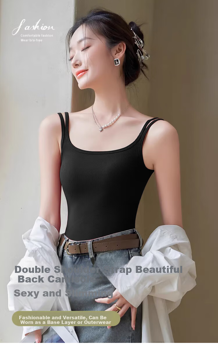 Langsha Women's Camisole Vest 2026 New Spring Summer Backless Ribbed Slim Strap Sleeveless Outerwear Top 1