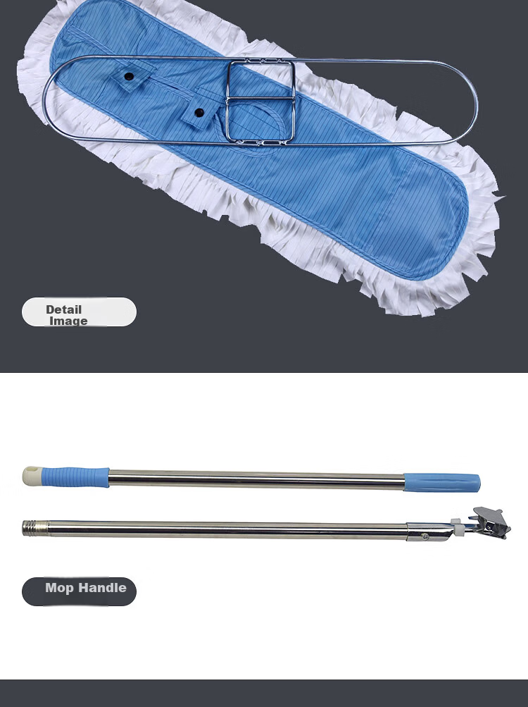 HANYANGCLEAN Dust-Free Mop 110*17cm Complete Set Anti-Static Ultra-Fine Fiber Head Flat Dust Removal Mop for Biopharmaceutical Cleanroom Use 7