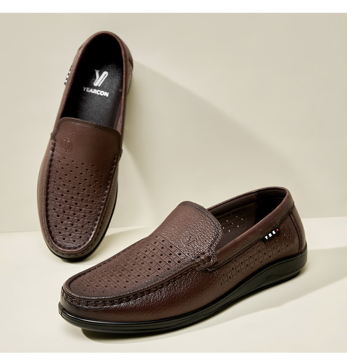 Eierkang Men's Perforated Breathable Driving Shoes Business Casual Leather Loafers Moccasins Black 38 57364W 3
