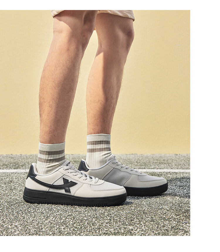 Xtep Couple Men's and Women's Sports Sneakers White Air Force One Spring Summer Mesh Breathable Lightweight Casual Shoes 23