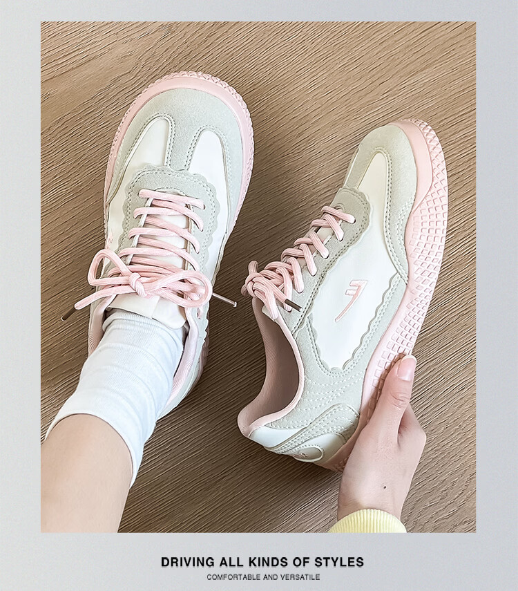 Warrior Training Shoes Versatile College Style Women's Fashion White Sneakers 818 Beige/Grey/Dark Blue Size 35 17