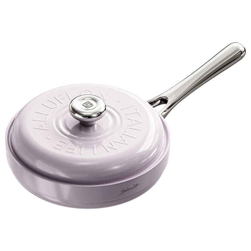 Alluflon Aluflon Non-Stick Frying Pan 0 Fluorine Coating Titanium Ceramic Flat Bottom Pan Trendy Purple Gas Stove Pan 26cm