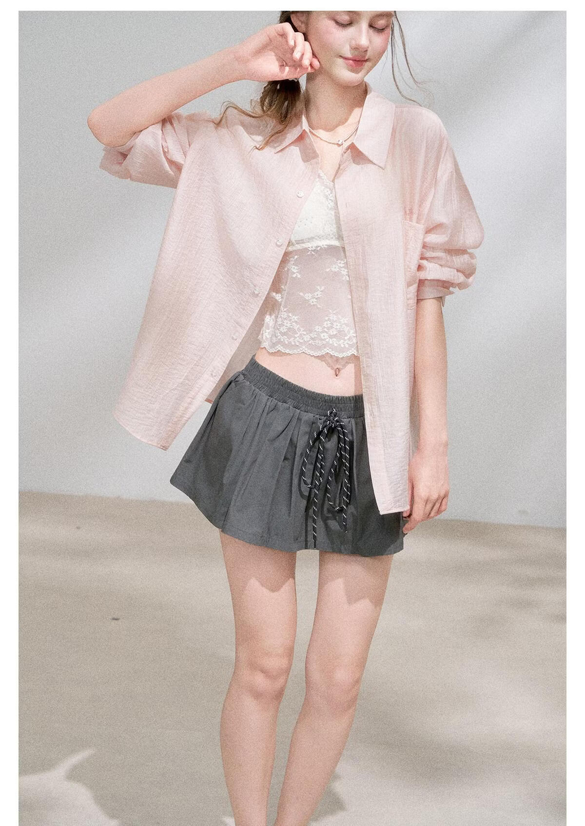 ICH MODE "Spring Light Leisure" Lyocell Sun Protection Long Sleeve Shirt Women Lazy Style Thin Jacket White M 18