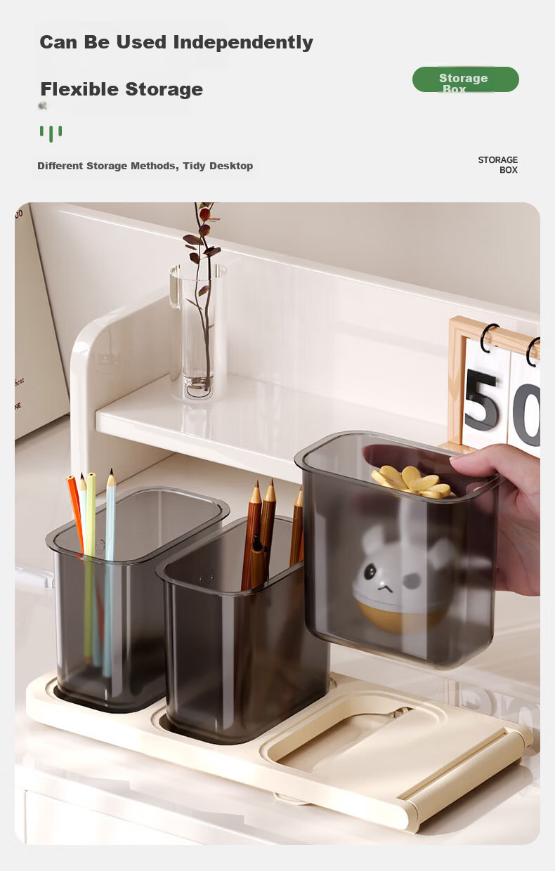 Kousu Multifunctional Cosmetic Storage Box Student Pen Holder Large Capacity Marker Brush Crayon Children's Slant Pen Rack 5