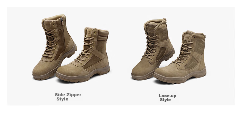 Qiangren Men's Desert Boots Jihua 3515 Original Training Boots Puncture-Resistant Sports Boots Side Zipper Outdoor Boots Sand Size 38 9