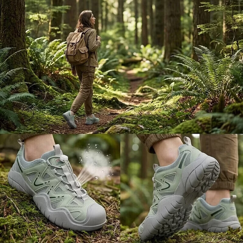 Qianjin Women's Shoes 2026 New Round Toe Breathable Creek Hiking Outdoor Sports Shoes Gray Size 39