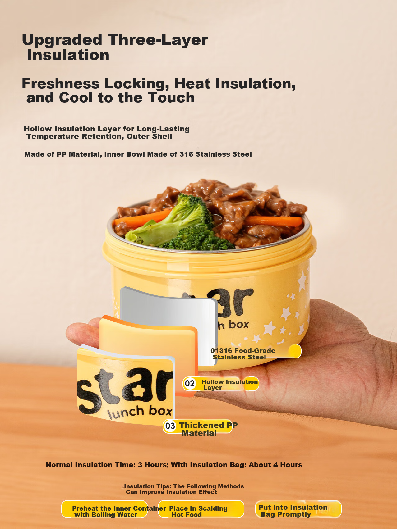 TREEJACK 316 Stainless Steel Insulated Lunch Box Microwaveable Thermal Bowl for Office Workers 2025 New Student Lunch Box 4