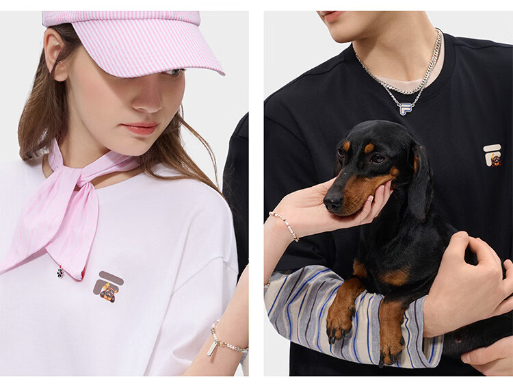 FILA FUSION Trendy Couple Short Sleeve T-Shirt 26 Summer Cute Pet Cool Loose Half Sleeve Top 12