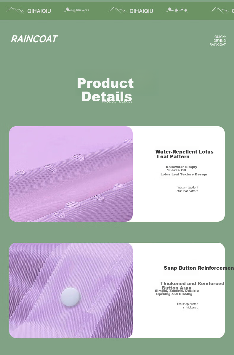 Qihaiqiu Disposable Raincoat Thickened Portable Outdoor Mountaineering Travel Anti-Rainstorm Drawstring Extended Hooded Purple 12