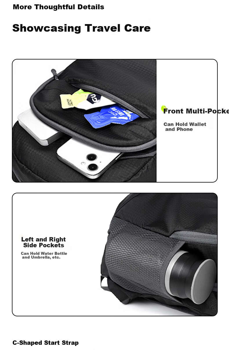 GOLDEN RAY Laptop Backpack 14.0-16.1 Inch Foldable Travel Bag for Men and Women 15.6 Inch Hiking Sports Outdoor Cycling School Bag Gray 7
