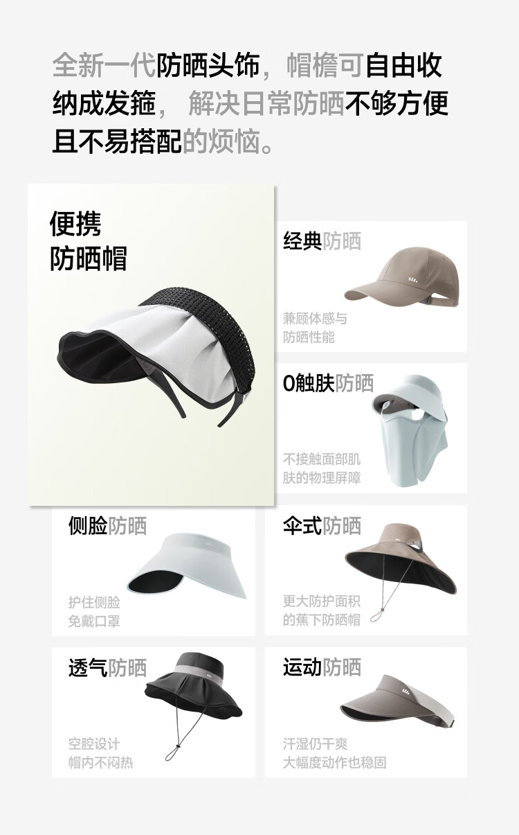 Beneunder Open-Top Sun Protection Hat for Women, Sun Visor Headband, UV Protection, Portable and Foldable 1