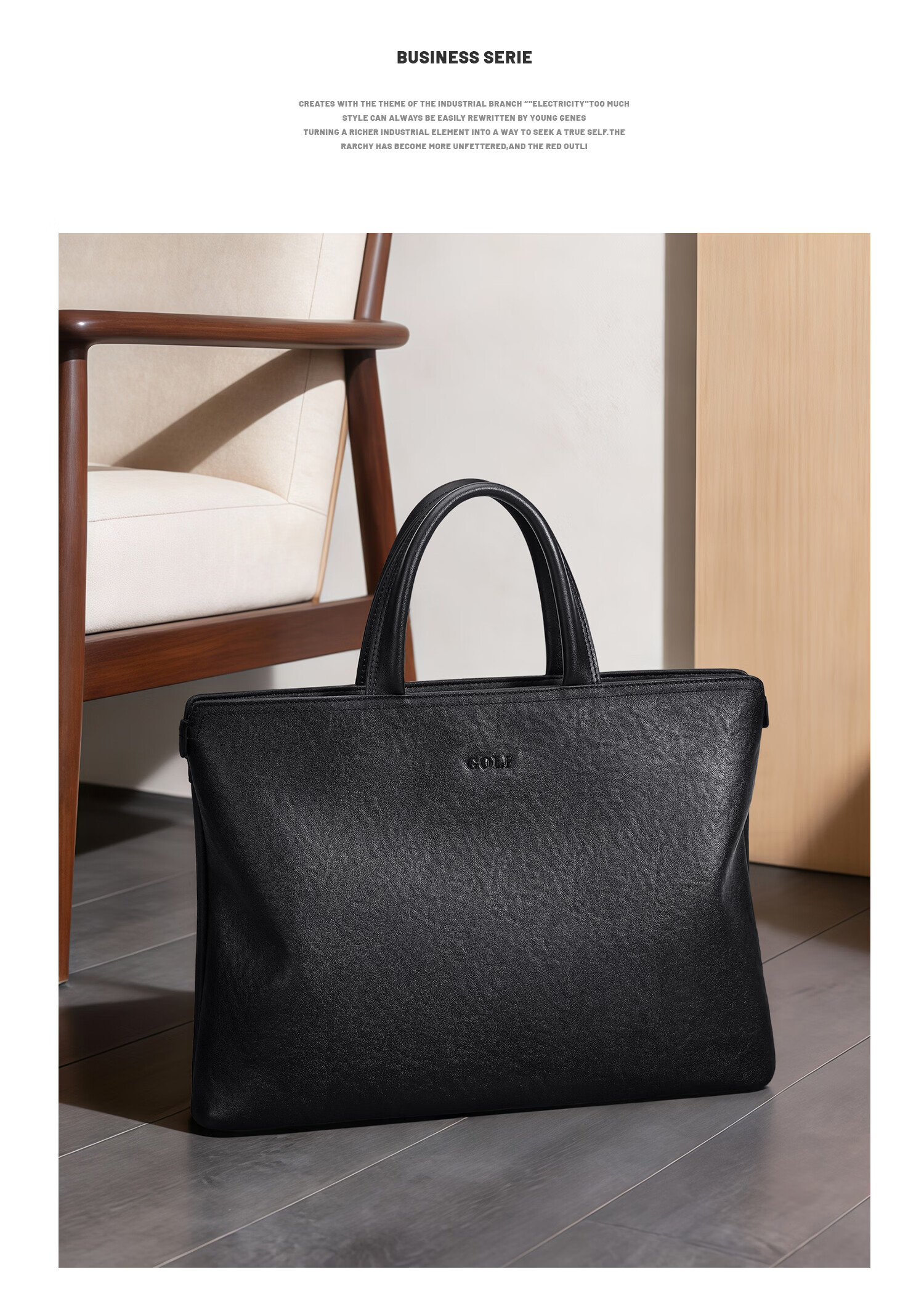 GOLF Men's Briefcase First Layer Cowhide Handbag 13.3/14 Inch Laptop Bag Business Document Bag 24