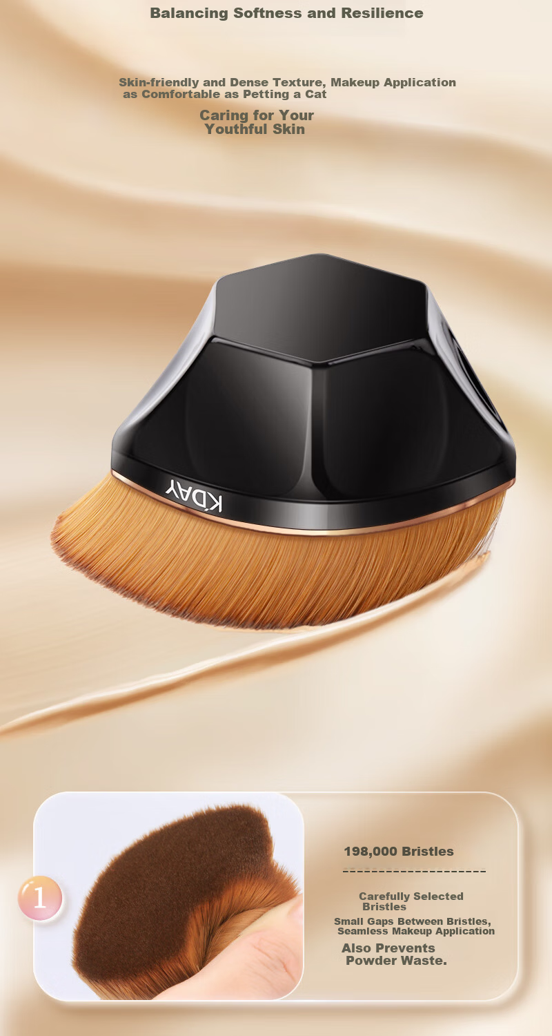 KDAY No.55 Streak-Free Foundation Brush Makeup Brush Powder-Resistant Flawless Flat Magic Brush Cherry Red 6