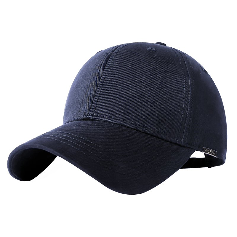 CACUSS Men's Baseball Cap Four Seasons Large Head Hard Top Duckbill Sunshade Hat Navy Blue Large Size