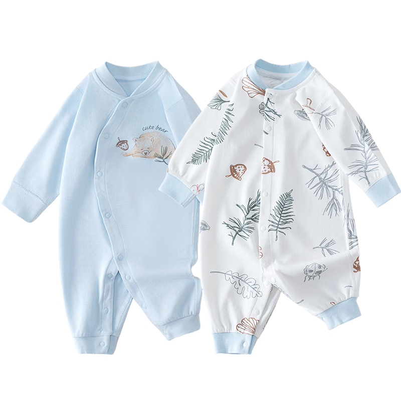 Shubeiyi 2-Pack Baby Clothes Full Moon Newborn Romper One-Year-Old Infant Jumpsuit Spring Autumn Pure Cotton Romper Size 80
