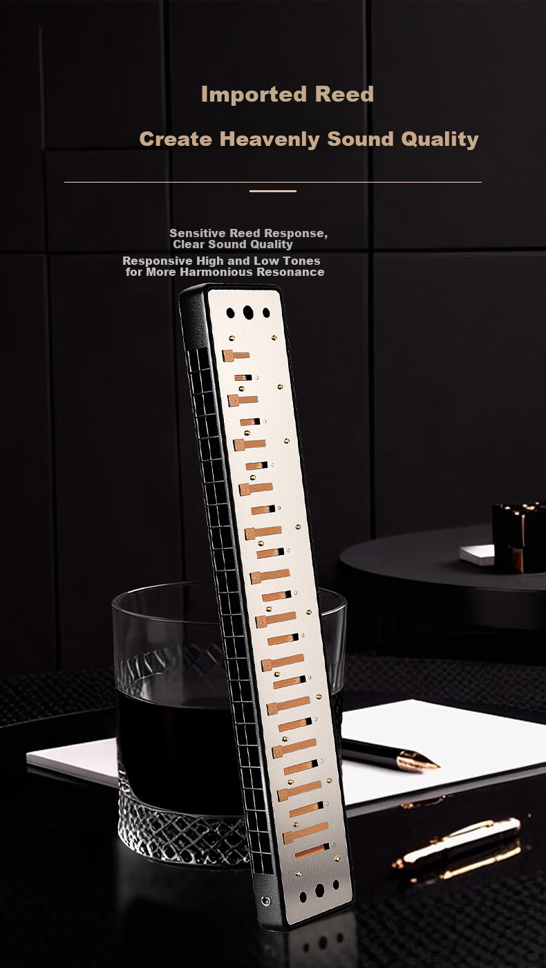 Guoguang 24-Hole Polyphonic C Key Professional Zodiac Harmonica - Ox (Imported Reeds, Includes Playing Instructions) Athens Black 6