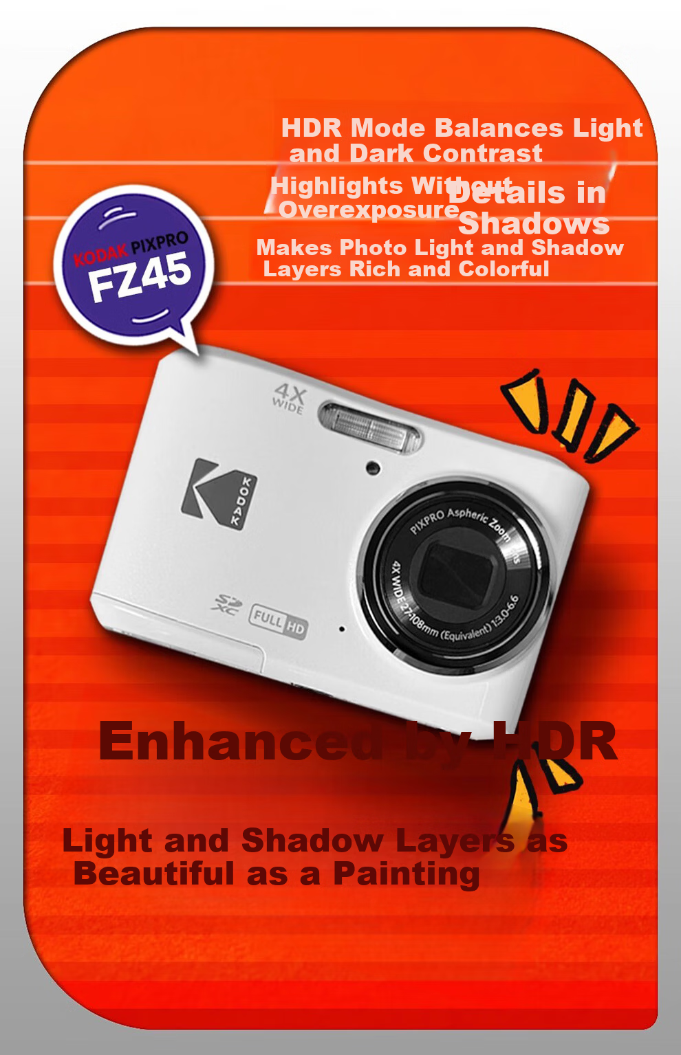 KODAK FZ45 Digital Camera 16.35MP 4x Optical Zoom Student Birthday Gift Campus HD Travel Alternative CCD Red Kit (Camera + 32GB Card + Card Reader + Bag) 4
