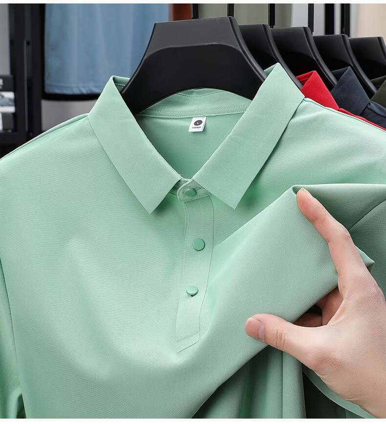 ROMON Father's Day Gift Men's Summer Ice Silk Quick-Dry UV Protection Breathable Polo Shirt Short Sleeve T-Shirt 20