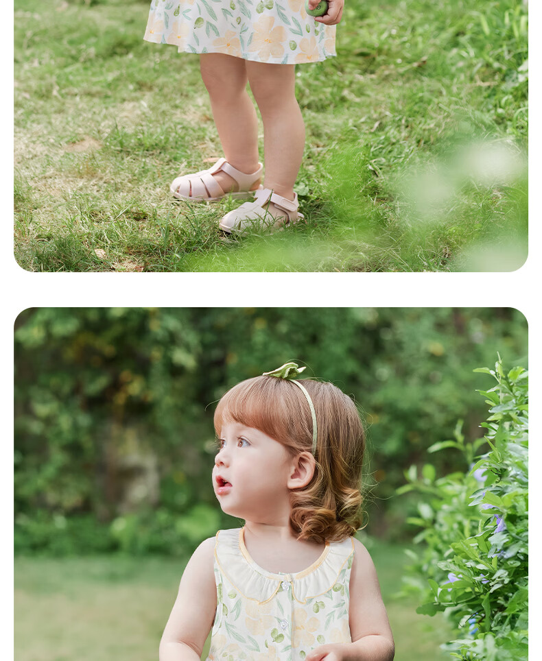 JELLYBABY Round Neck French Style Floral Dress Summer Girls Baby Knitted Vest Dress Casual Breathable Lightweight 23