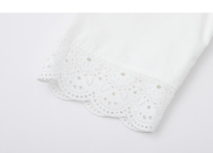 Demana Pure Cotton Wardrobe Spring Minimalist Lapel Lace Embroidered Sleeve Loose Petite Women's Jacket 14