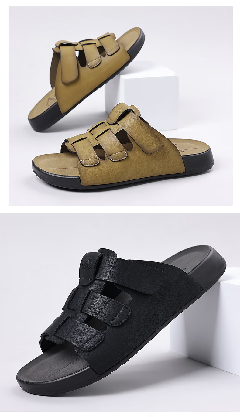 Aokang Summer Men's Casual Beach Sandals Black Size 43 21