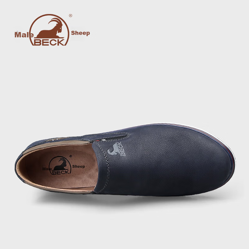 Gongyang Loafers Men's Casual Leather Shoes Business Soft Leather Soft Sole Slip-On Driving Shoes Blue Size 42