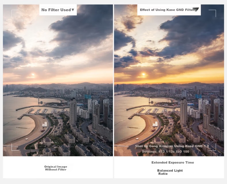 Kase GND0.9 Graduated Neutral Density Filter Gradient Gray Glass Multi-Coated Sunrise Sunset Photography Light Balance AGC Version GND 0.9 (3 Stops Reduction) 82mm 11