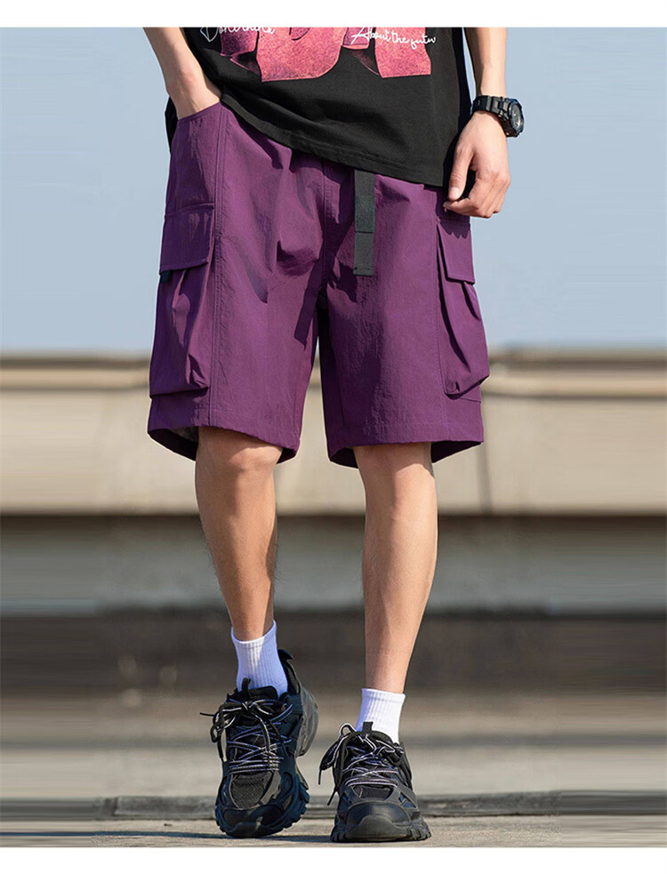 JEEP SPIRIT Men's American Style Ice Silk Shorts Summer Thin Workwear Five-Point Loose Casual Pants Black XL 18