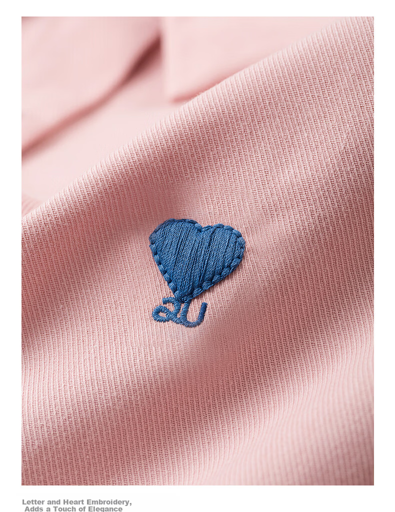 Chuyua Heart Embroidery Shirt Women 2025 Autumn New Simple Versatile Solid Color Pure Cotton Blouse White L 51