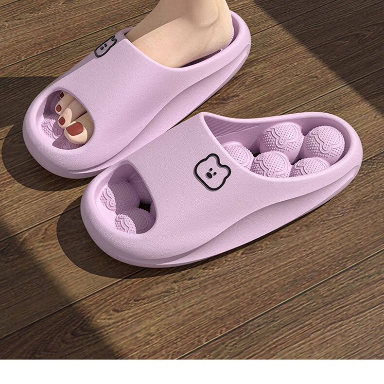 Ganmai Massage Bathroom Slippers for Women, Four Seasons Indoor Home Quick-Dry Water-Draining Couple's Sandals, Light Purple, Size 36-37 3