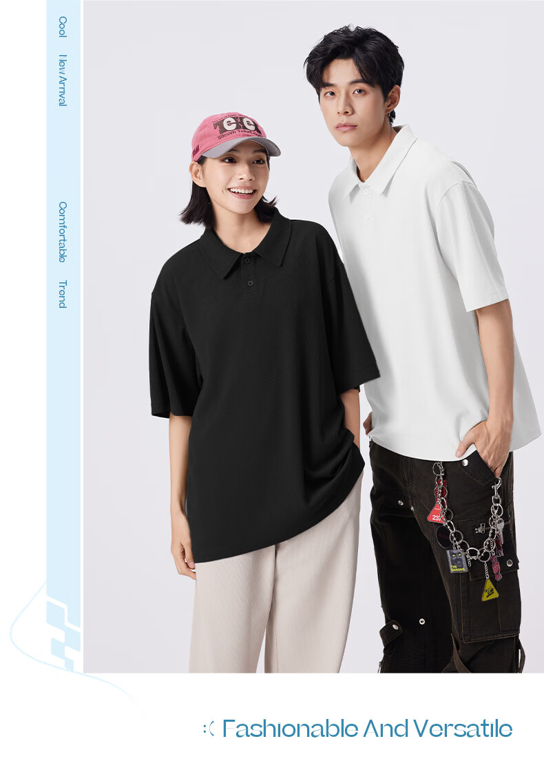 JEANSWEST LIFE Men's Summer Waffle Short Sleeve Polo Shirt Loose Fit Drop Shoulder Slim Fit Father's Day Gift 23