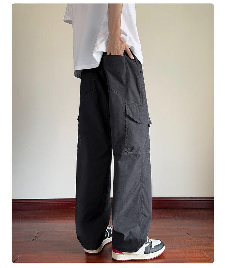 NASA GISS Collaboration Casual Pants Men Loose Fit Straight Leg Breathable Cargo Sports Trousers Black XL 11