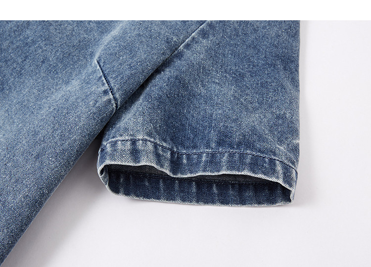 Demana [Denim Cloud Cotton] Spring Design Lace Patchwork Round Neck Petite Loose Women's Denim Dress 14