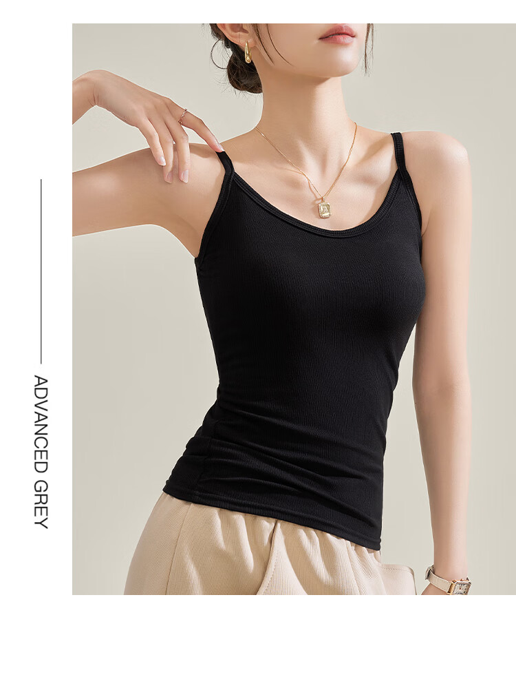 GUJIN 2-Pack Round Neck Camisole Tank Tops for Women Spring Summer Stretch Slim Fit Suit Innerwear Hy 10
