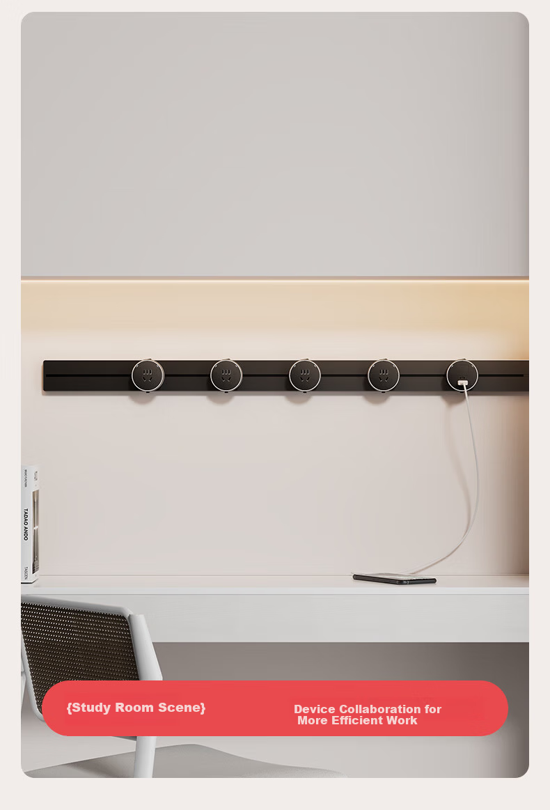 International Electric Track Socket Ultra-Thin Narrow Kitchen Side Cabinet Mini Track Power Strip Surface Mounted Wall-Mounted Rail with Independent Switch Power Rail Small Size Track 60+3+1 10