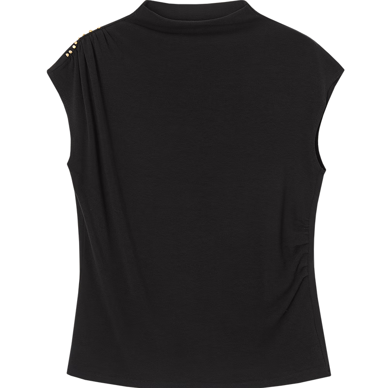 Demana [Lyocell Wool Blend] Spring Turtleneck Short Sleeve Slim Fit Stretch Slimming Women's T-Shirt Premium Feel