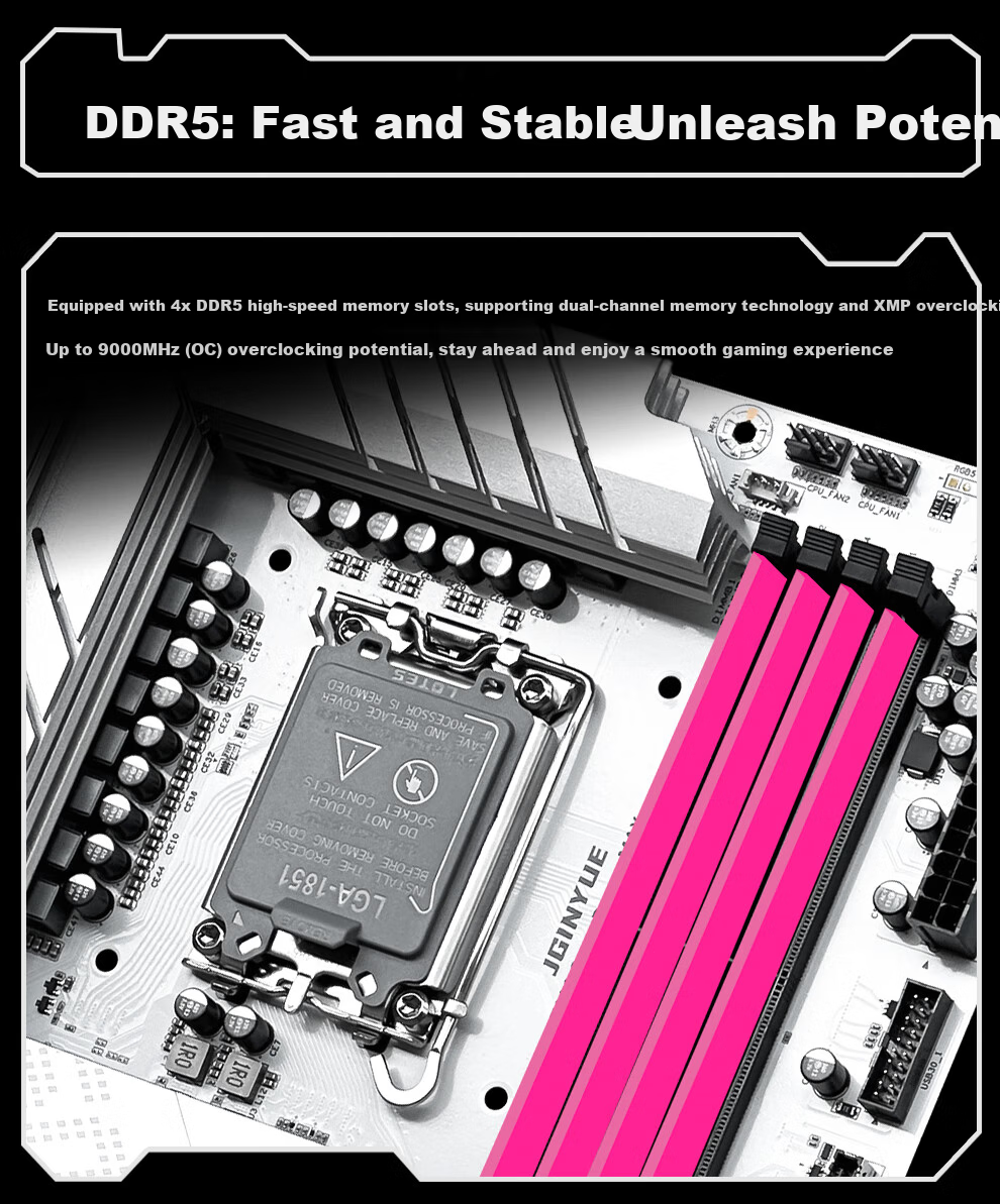 Jingyue H810M-D Motherboard DDR5 Desktop Motherboard Core Ultra5 225F/225/230F/235/250K (Intel H810/LGA1851) 5