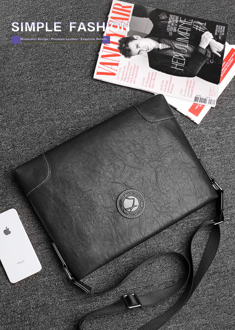 COW Men's Business Casual Shoulder Bag Crossbody Fashion Trendy C-9808 Horizontal Style 1
