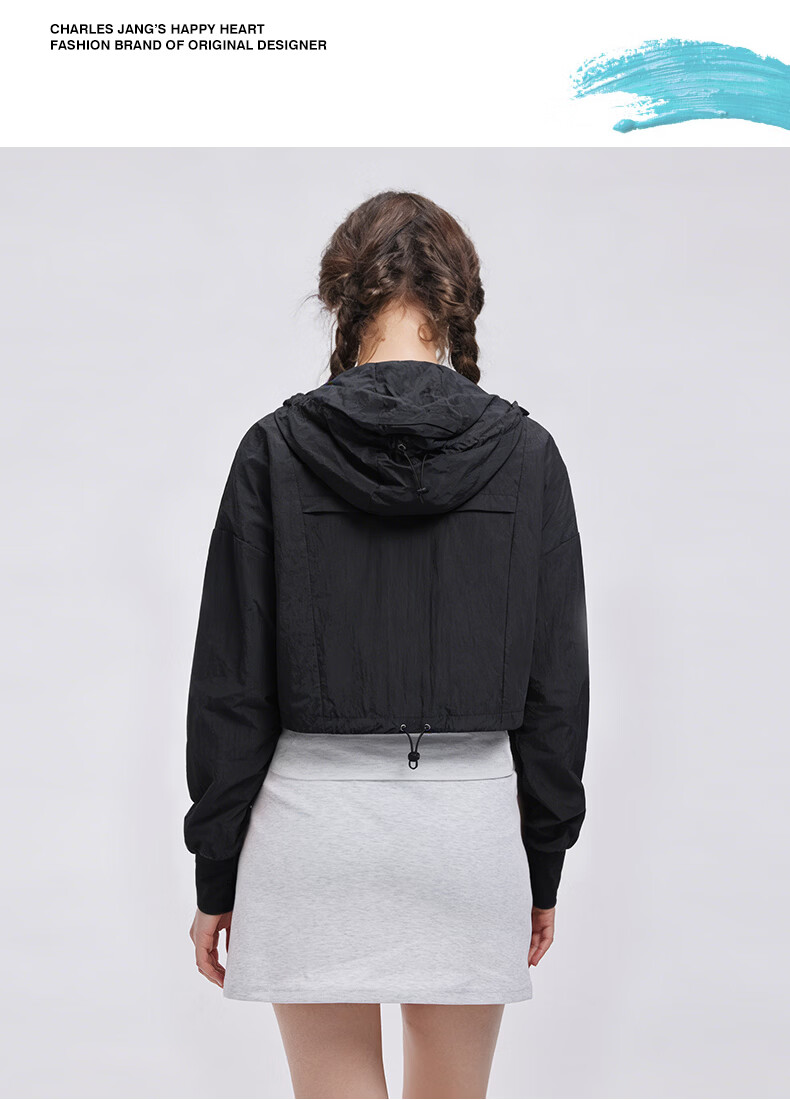 Charles Heart Summer Loose Fit Hooded Casual Women's Ice Cooling Breathable Slimming Versatile UPF50+ Sun Protection Jacket Black L 14