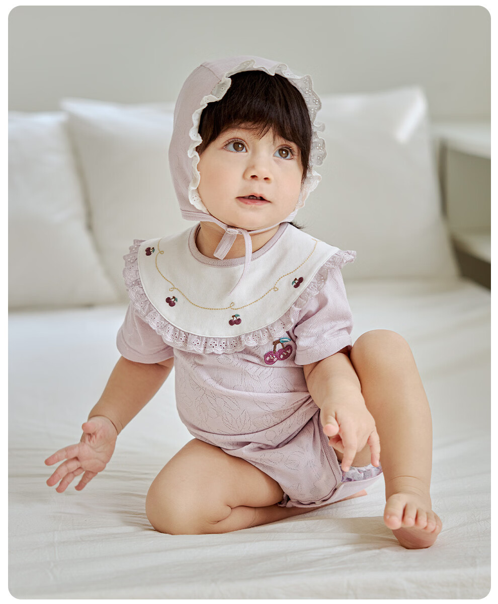 Wismorni Ice Silk Cotton Baby Romper, Bamboo Fiber Infant Bodysuit, Short-Sleeve Summer Thin Clothing 19