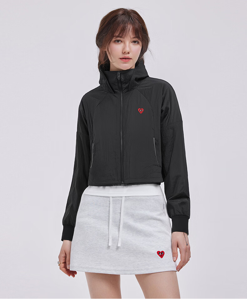 Charles Heart Summer Loose Fit Hooded Casual Women's Ice Cooling Breathable Slimming Versatile UPF50+ Sun Protection Jacket Black L 12