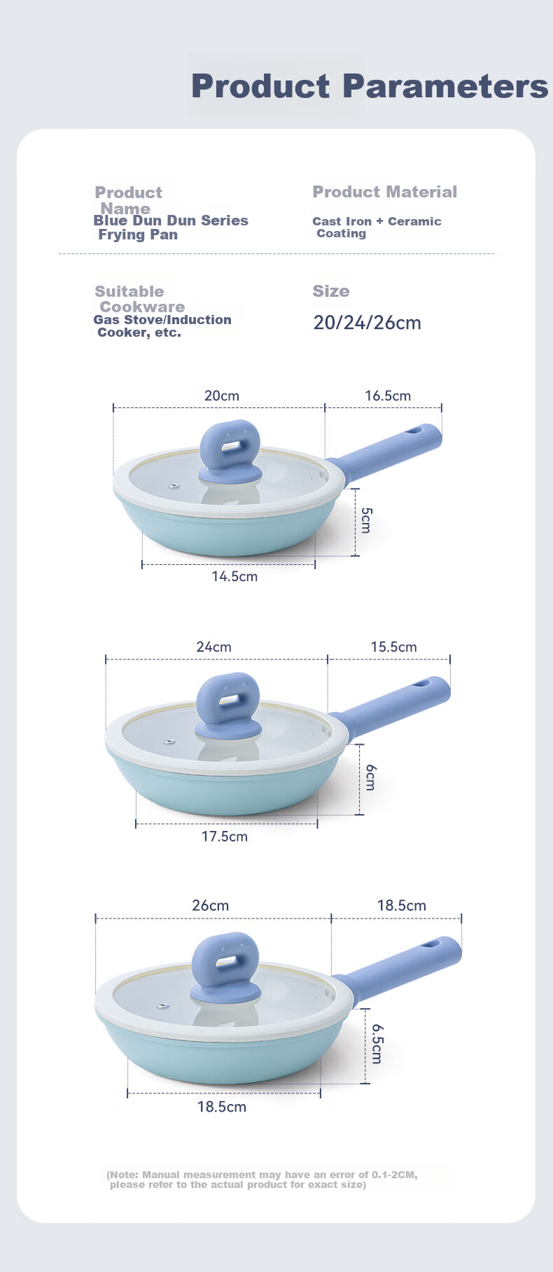 Sacon 26CM Non-Stick Ceramic Frying Pan Steak Pan Baby Food Cooking Pan Universal for Electric and Gas Stoves 17