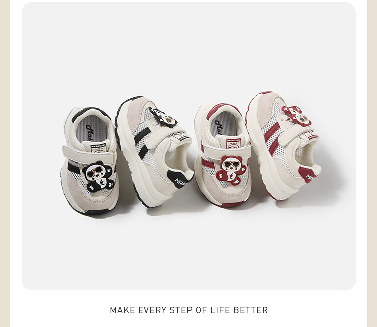 ThomBaker Kids Toddler Walking Shoes Baby Sports Mesh Cartoon Soft Sole Spring Summer Girls Shoes Red Bear Pendant Size 19 14
