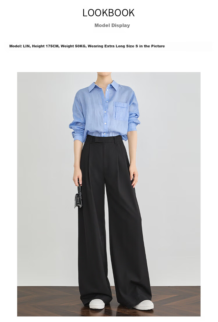 FAESSLIN [A4 Waist-Killing] Dark Gray High-Waisted Dress Pants for Women, 2026 Summer Thin Style, Elegant Draping Casual Wide-Leg Trousers for Wome 8